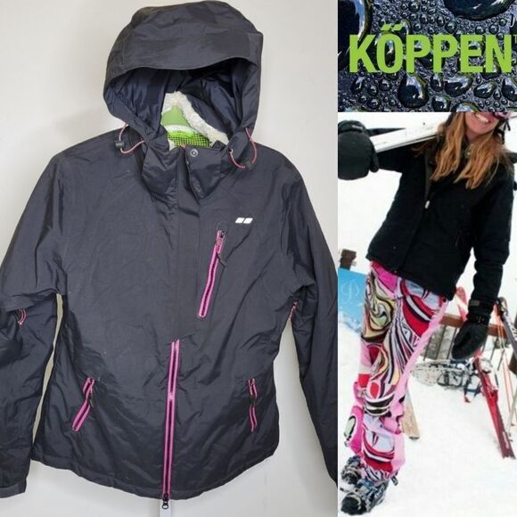 KOPPEN BLACK SKI SNOWBOARD WINTER SNOW WATER REPEL OUTDOOR COAT JACKET M MEDIUM - Picture 1 of 13